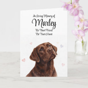 Personlig chokladlabrador med hundnamn för sympati kort