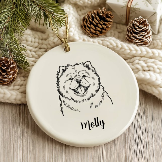 Personlig Chow Chow Hund Jul Julgransprydnad Keramik (Skapare uppladdad)