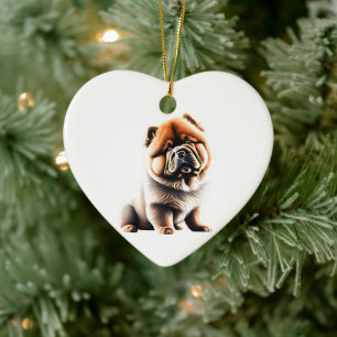 Personlig Chow Chow Valp Julgransprydnad Keramik