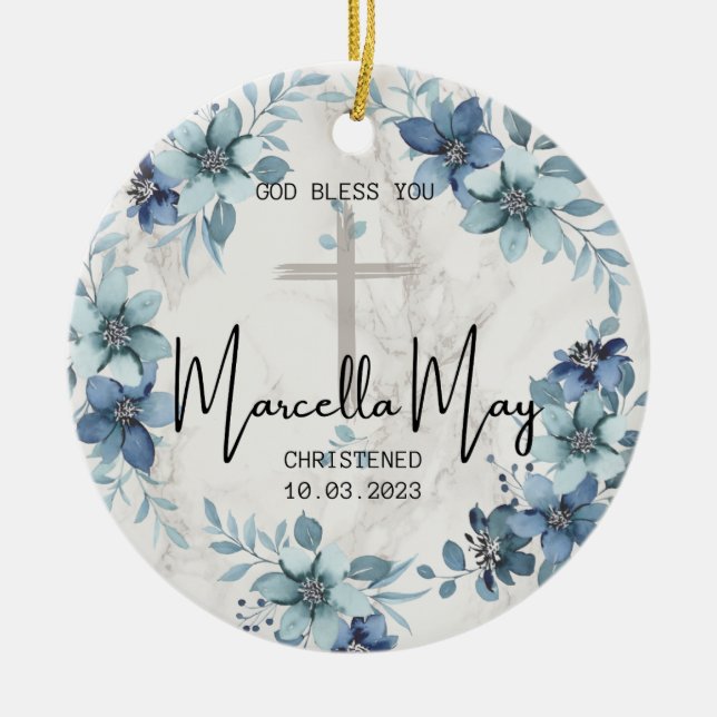 Personlig Christened Ornaments Julgransprydnad Keramik (Framsidan)