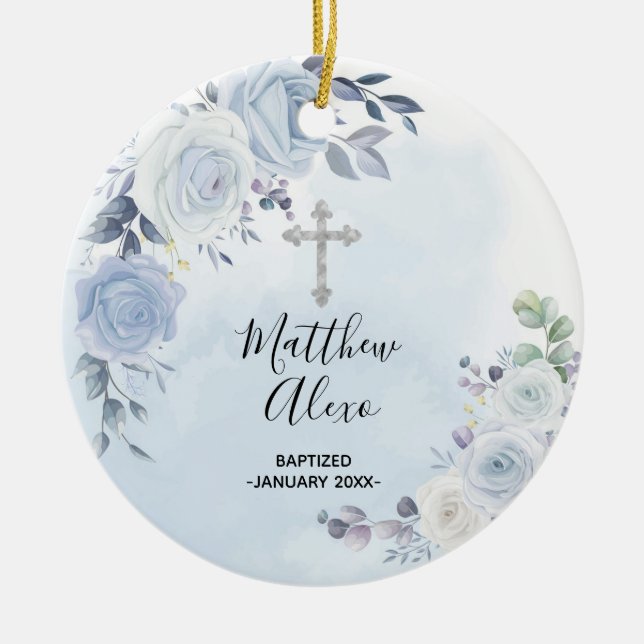 Personlig Christening Baptism Ceramic Ornament (Framsidan)