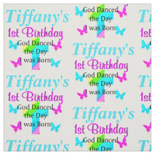 PERSONLIG CHRISTIAN 1ST BIRTHDAY FABRIC TYG