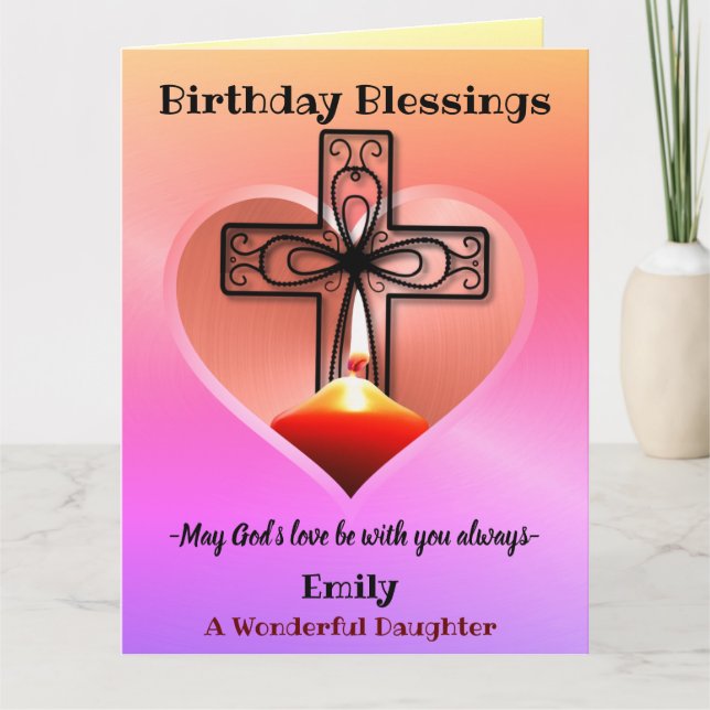 Personlig Christian Birthday Card för dotter Kort (Framsida)