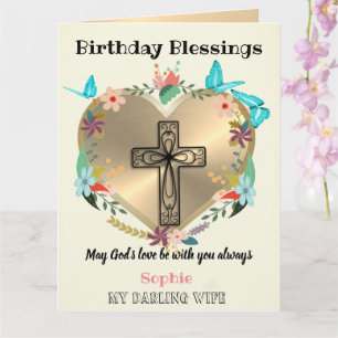 Personlig Christian Birthday Card för fru Kort