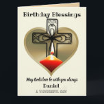 Personlig Christian Birthday Card för son Kort<br><div class="desc">Anpassningsbar Personlig Christian Birthday Card for Son eller svärson. grattis på födelsedagen-kortets utformning för religiösa i anpassningsbar för honom.</div>
