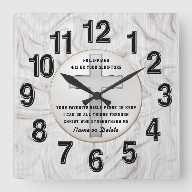 Personlig Christian Encouragement Gifts for Him Fyrkantig Klocka (Framsida)