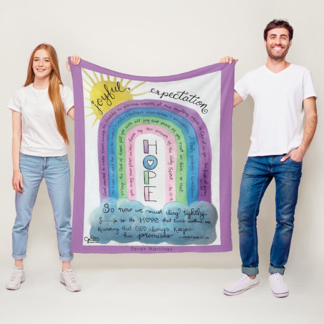 Personlig Christian Faith Inspirational Rainbow Fleecefilt (På plats)