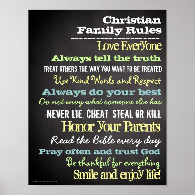 Personlig Christian Family Regler House-tecken Poster (Framsidan)