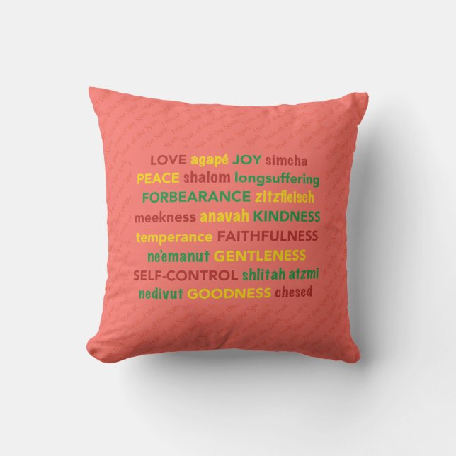 Personlig Christian FRUIT OF THE SPIRIT Coral Kudde (Framsida)