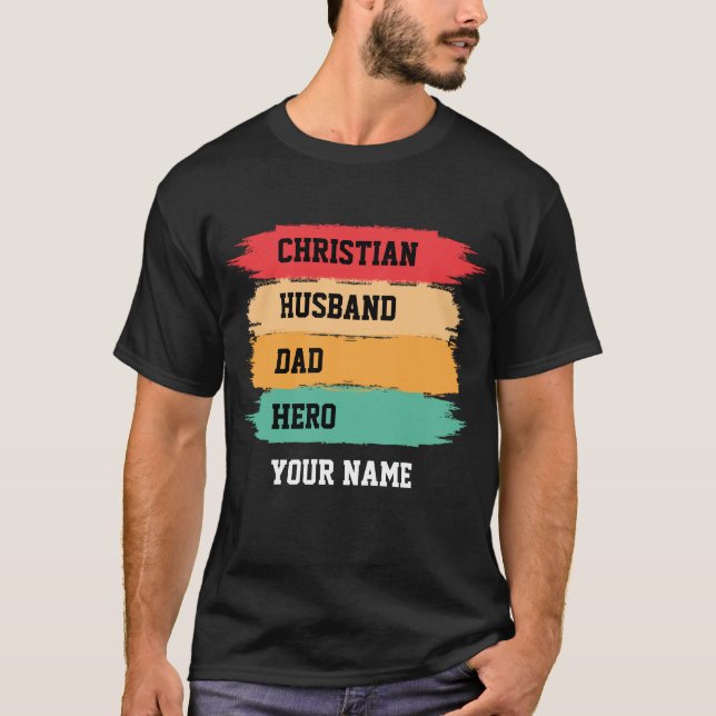 Personlig CHRISTIAN MAKE PAPPA HERO T Shirt (Framsida)