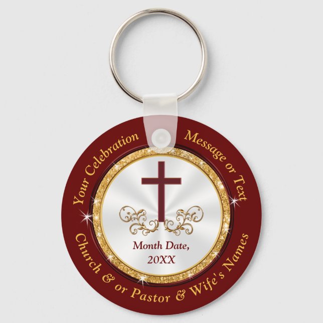 Personlig, Christian Party favors, Burgundy Nyckelring (Framsida)