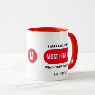 Personlig Christian Superpower Red Monogram Mugg