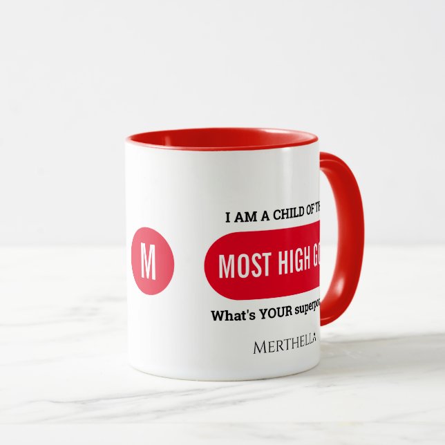 Personlig Christian Superpower Red Monogram Mugg (Framsida höger)