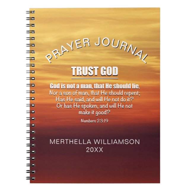 Personlig Christian TRUST GOD Prayer Journal Anteckningsbok (Framsidan)