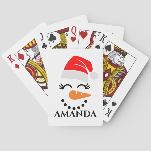 Personlig christmas snögubbe med eget namn casinokort (Baksidan)