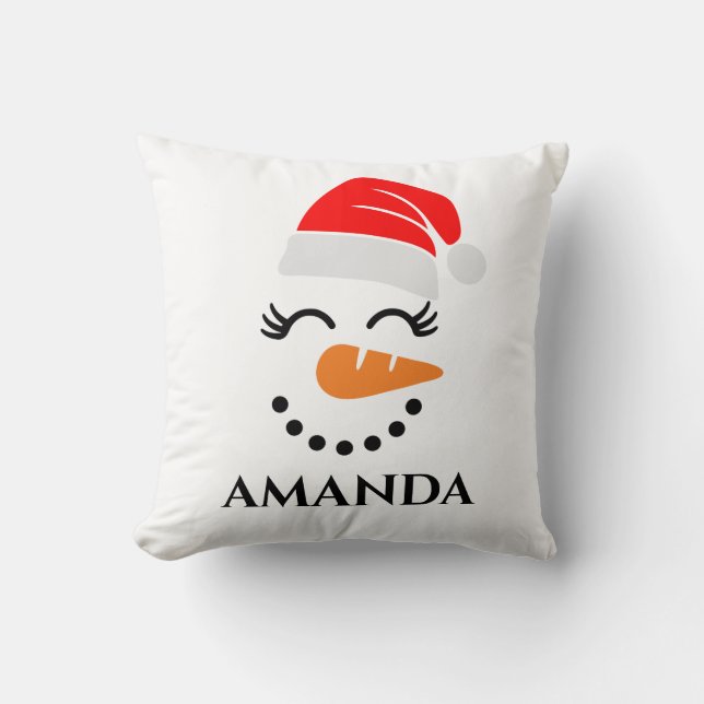 Personlig christmas snögubbe med eget namn kudde (Framsida)