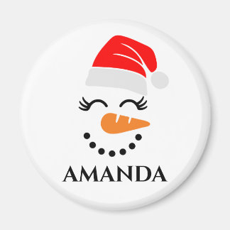 Personlig christmas snögubbe med eget namn magnet