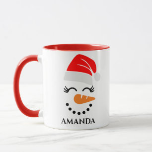 Personlig christmas snögubbe med eget namn mugg