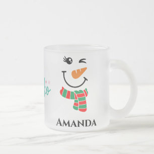 Personlig christmas snögubbe med hohoho frostad glasmugg