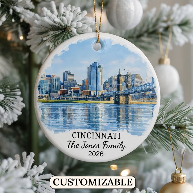 Personlig Cincinnati-ornament, Anpassad Ohio Julgransprydnad Keramik (Skapare uppladdad)