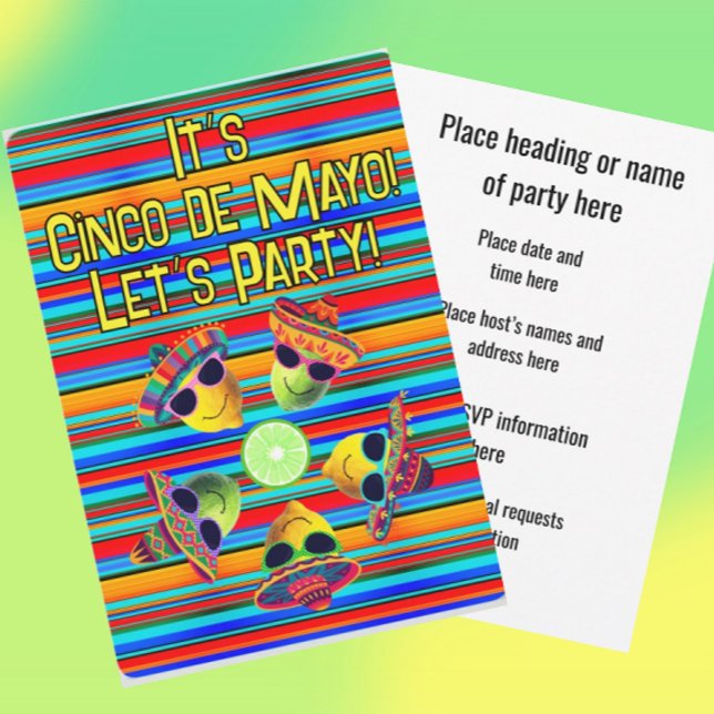 Personlig Cinco de Mayo Fiesta Citron Lime  Inbjudningar (Customize front and back text for any occasion!)