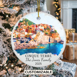 Personlig Cinque Terre, Italien Gift Julgransprydnad Keramik