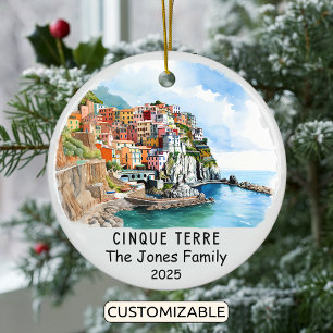 Personlig Cinque Terre Ornament, Italien Julgransprydnad Keramik