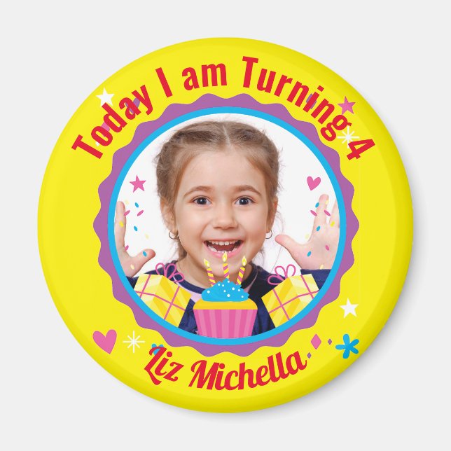 Personlig Circle Magnet Gift Pin Birthday (Framsidan)