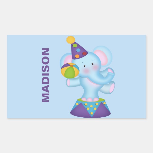 Personlig Circus Elephant Stickers Rektangulärt Klistermärke (Framsida)
