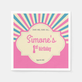 Personlig, Circus tema, första födelsedag, rosa Pappersservett