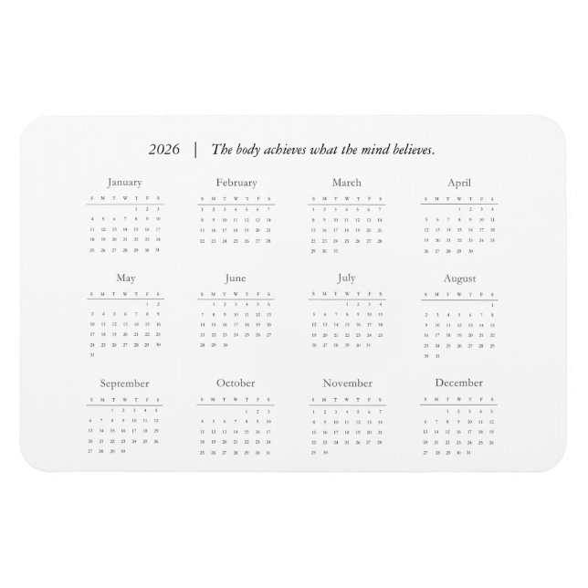 Personlig Citat 2026 Kalender Magnet (Horisontell)
