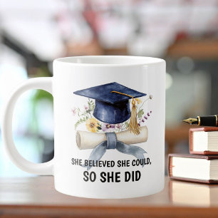 Personlig Citat och Namn Blommig Examen Jumbo Mugg