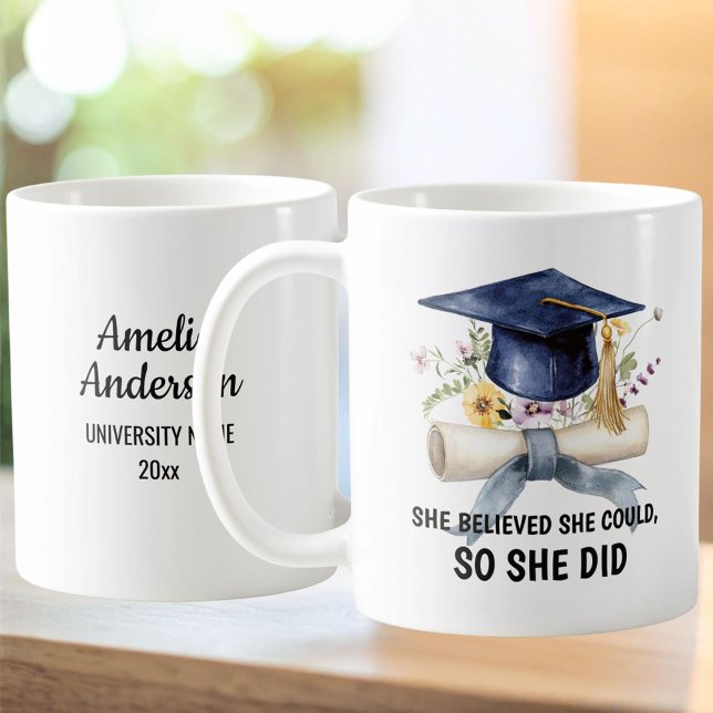 Personlig Citat och Namn Blommig Examen Kaffemugg (Skapare uppladdad)