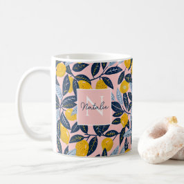 Personlig citronmugg med namn och initial kaffemugg
