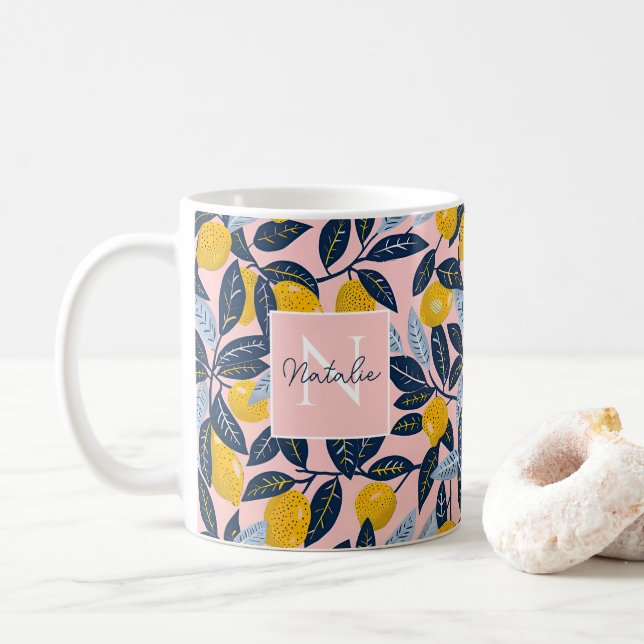 Personlig citronmugg med namn och initial kaffemugg (Med munk)