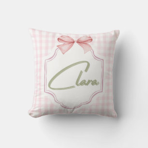 Personlig Clara Flicka Nursery Bow&Gingham Kudde
