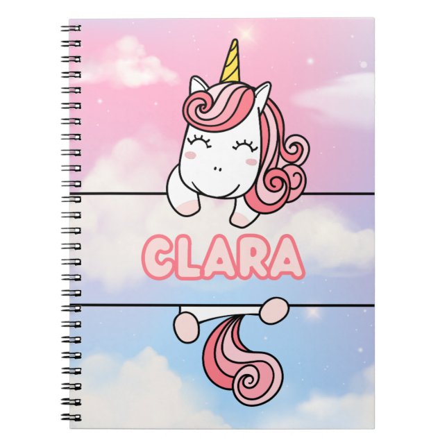 Personlig Clara Unicorn Flickaktigt bärbar dator Anteckningsbok (Framsidan)