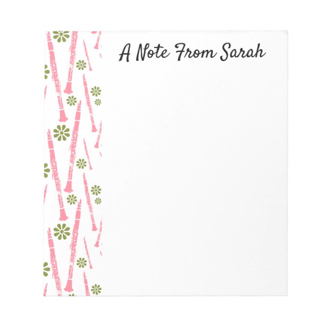 Personlig Clarinet Musician Instrument Gift Anteckningsblock (Framsida)