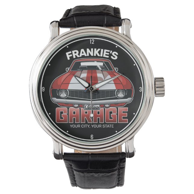 Personlig Classic American Muscle Car Garage Armbandsur (Framsida)