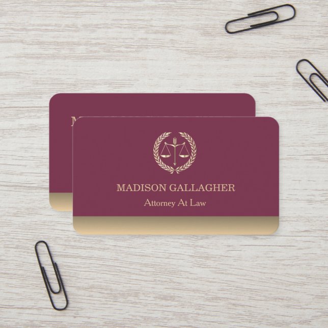 Personlig Classic Attorney Guld Justice  Visitkort (Fram/Back In Situ)