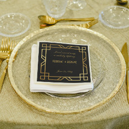 Personlig Classic Black Guld Ram Pappersservett