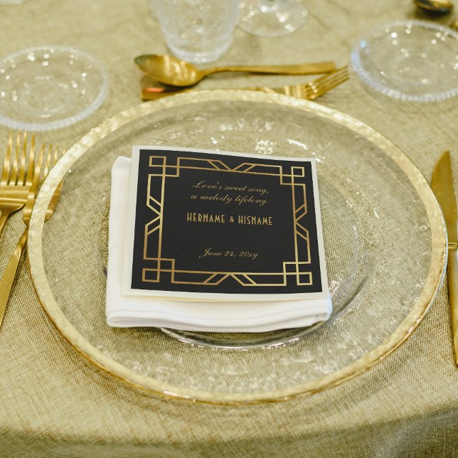 Personlig Classic Black Guld Ram Pappersservett (Skapare uppladdad)