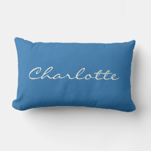 Personlig Classic Blue Script Namn minimalist Lumbarkudde