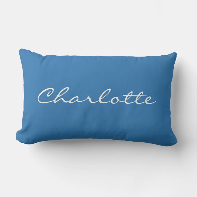 Personlig Classic Blue Script Namn minimalist Lumbarkudde (Framsida)