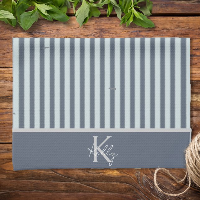 Personlig Classic Blues Stripe Kitchen Towels Kökshandduk (Personalized Classic Blues Striped Kitchen Towels)