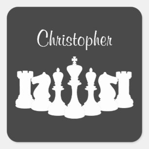 Personlig Classic Chess Delarare Kung Fyrkantigt Klistermärke