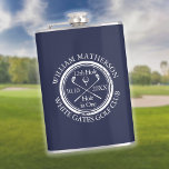 Personlig Classic Golf Hål i en marin blå marin Fickplunta<br><div class="desc">Med en frimärke-effektsmodell av åldras-typ. Anpassa namn,  placera hål nummer och datum för att skapa en underbar golfkeepé för att fira det fantastiska hål i ett. Designad av Thisisnotme©</div>
