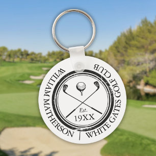 Personlig Classic Golf Klubb Namn Nyckelring