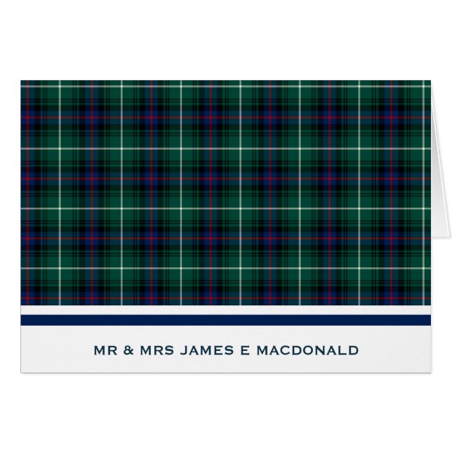 Personlig Classic Grönt Scottish Tartan OBS Kort (Framsidan Horizontal)