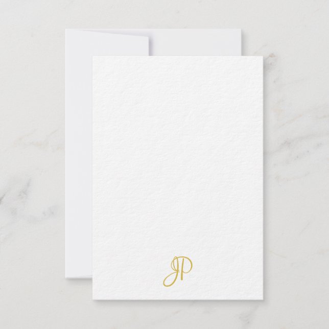 Personlig Classic Guld Calligraphy Monogram Anteckningskort (Framsida)